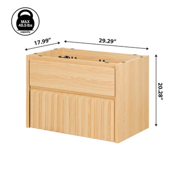 Sherwin Slat Modern Coastal 2-Drawer Wall Mounted Bath Vanity Cabinet Only (Sink Basin Not Included)